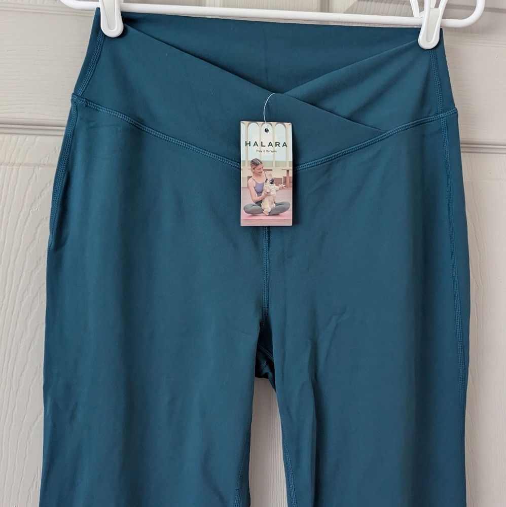 HALARA High Waisted Crossover Full Length Flare Pants- L - Picture 2 of 7